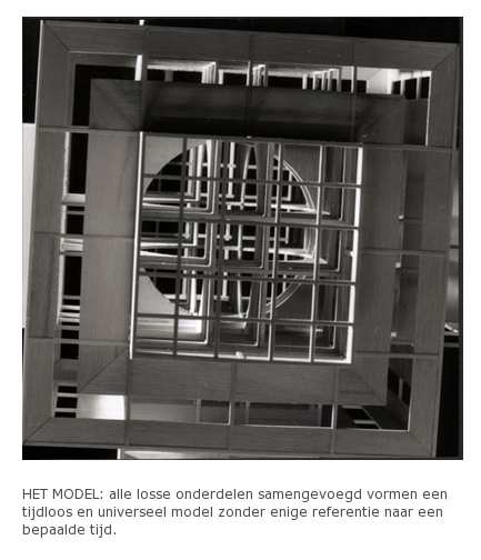 het model: alle losse onderdelen samengevoegd vormen een tijdloos en universeel model zonder enige referentie naar een bepaalde tijd