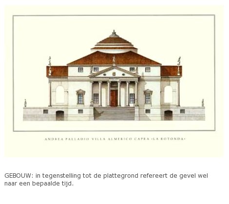 in tegenstelling tot de plattegrond refereert de gevel wel naar een bepaalde tijd